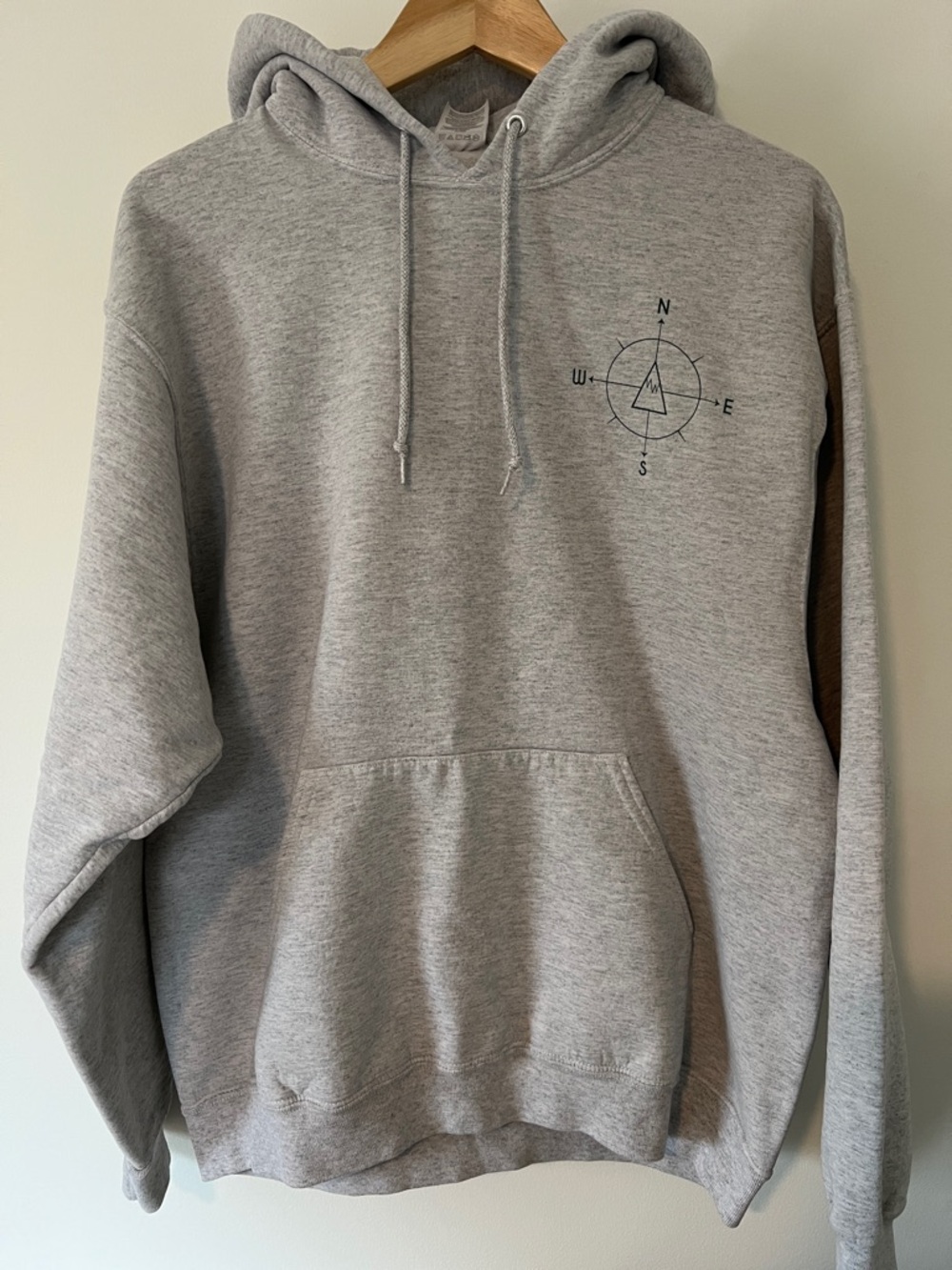 Light Gray Hoodie with Compass Chest Graphic